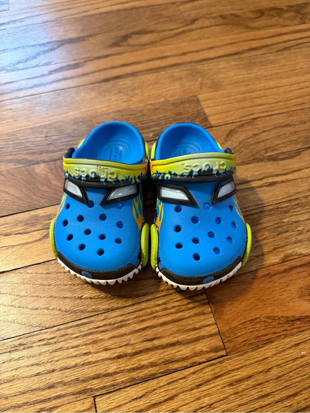 CROCS Blue Kids Clogs with Lime Accents